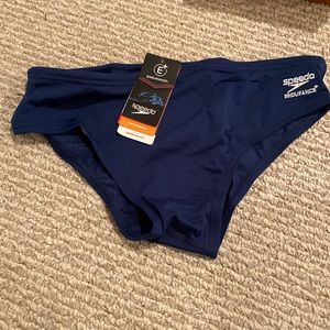 Speedo mens navy blue endurance plus briefs swim trunks size 34 nwt
